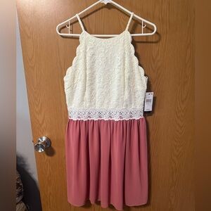 Cream and Pink mini dress